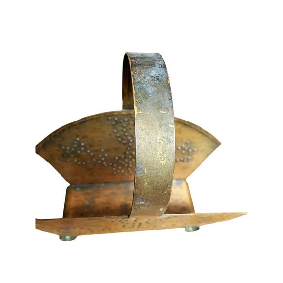 Vintage Tulip Punched Copper Napkin Holder Plenty of Patina - Picture 4 of 9